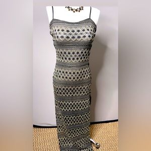 Women's Maxi Cut Out Dress High Slit Side Lace Up Spaghetti straps- Size Small